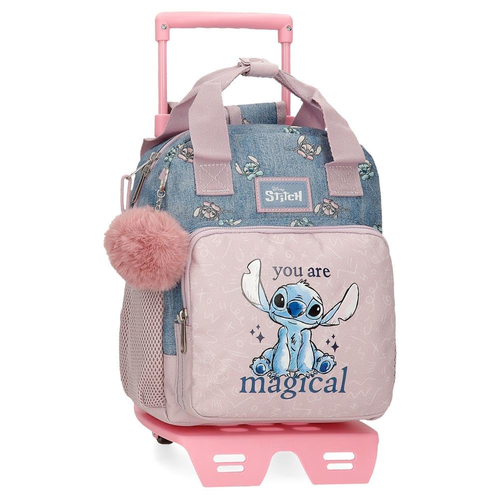 Disney Joumma Stitch You are Magical Preschool Backpack with Trolley Blue 23X28X10 cm Polyester 6.44L, Blue, Preschool Backpack with Trolley