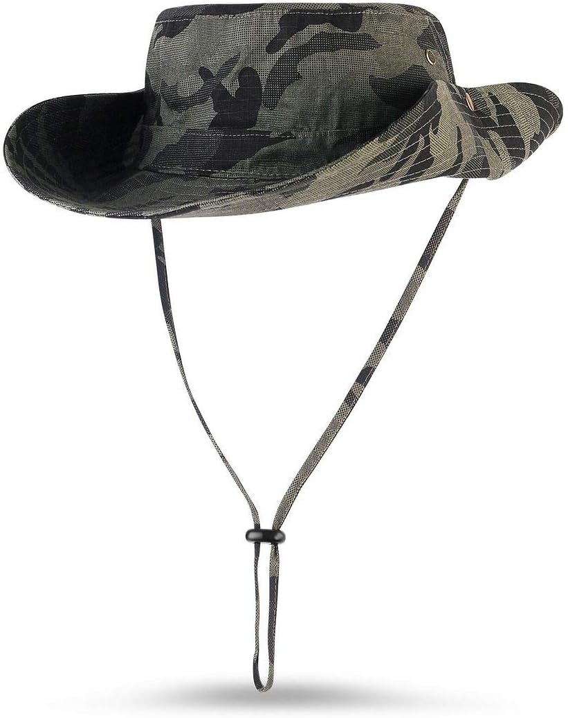 Mamilafe Camouflage Boonie Hats Sun Protection with Snaps for Men Women Fishing Hunting Safari Hiking, Army Green