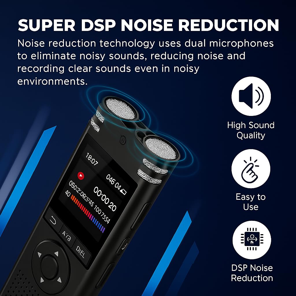 SmartRec Grabadora de Voz con IA | Activación por Voz y Protección con Contraseña | 128GB | App Móvil, Mac, Windows y Web | Cloud Europea GDPR | Audio HD 1536kbps | USB-C