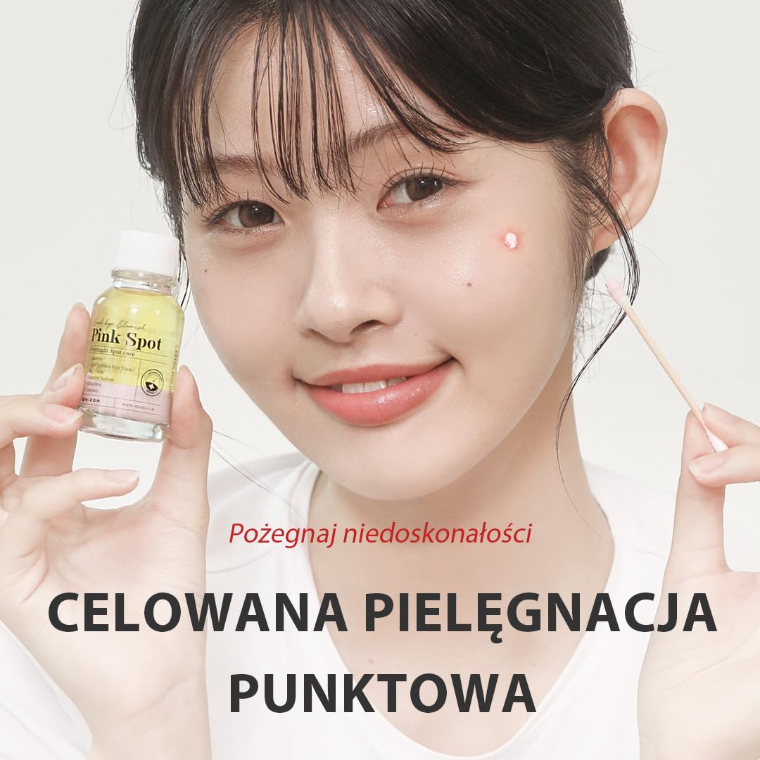 [Mizon] Tratament na Trądzik i Pryszcze, Nocna Pielęgnacja Plamek, Nocna Pielęgnacja Trądziku, Produkt z Kalaminą, AHA, BHA, Tratament Przełomowy (19 ml) Good Bye Blemish Pink Spot