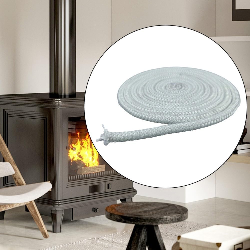 Corda resistente al calore, Corda sigillante in fibra di vetro bianca, apparecchi riscaldamento resistenti alle alte temperature, dimensioni multiple(20mm*2.5m)