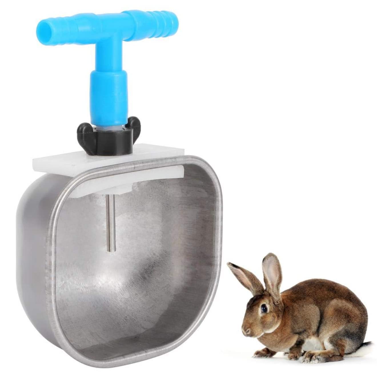 5 Stück Kaninchen Wasserschalen Edelstahl Automatische Kaninchen Trinker Nippel Trinkschale Waterer Farm Zubehör(Große Schüssel)