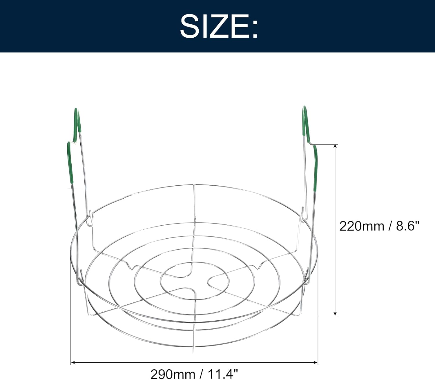 uxcell 11" Canning Rack, Stainless Steel Steamer Canning Jar Rack with PVC Handles for Mason Jars Ball Jars, Green