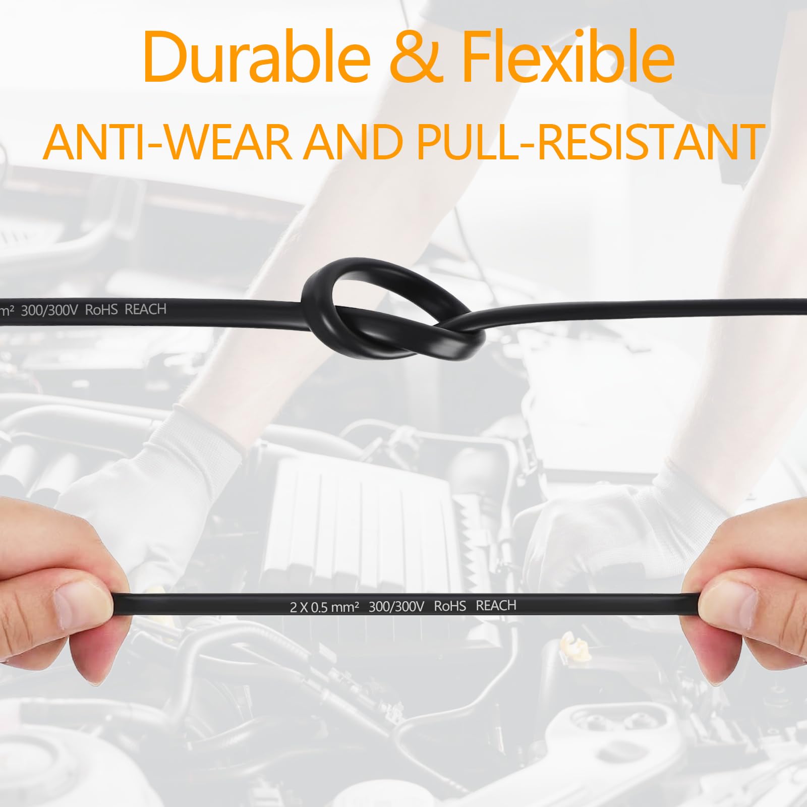 Câble Plat 2 Fils 2 x 0,5 mm² 12V/24V Câble Électrique Flexible Plat Rouge/Noir pour Remorque Automobile Caravane Bateau Lumière Automobile 100M/328.08Pieds