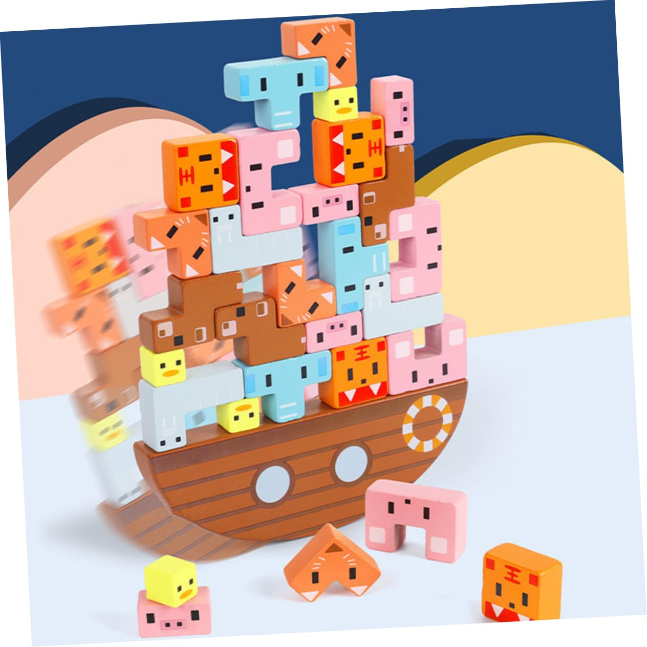 ibasenice Gioco di Costruzione Blocchi per Bambini, Set 1 Pezzo in Legno