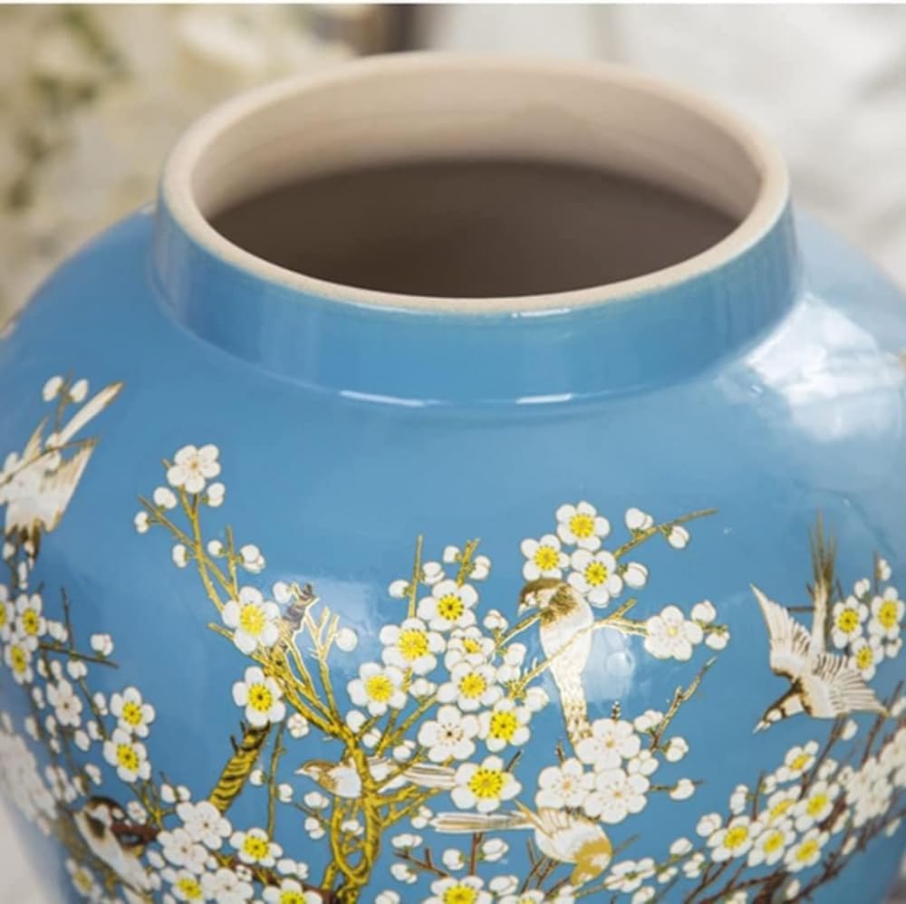 Bocaux Boîte de Gingembre en Céramique, Réservoir de Stockage Décoratif de Grande Capacité avec Couvercle, Boîte Générale Antique, Décoration Douce pour la Maison, Vase d