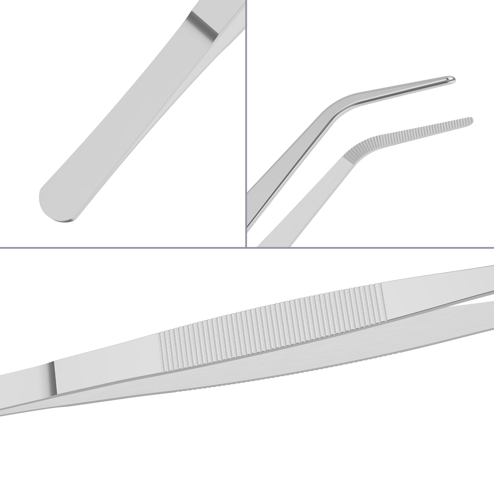 Uxcell 2 Pcs 5.5-Inch Stainless Steel Tweezers With Curved Pointed