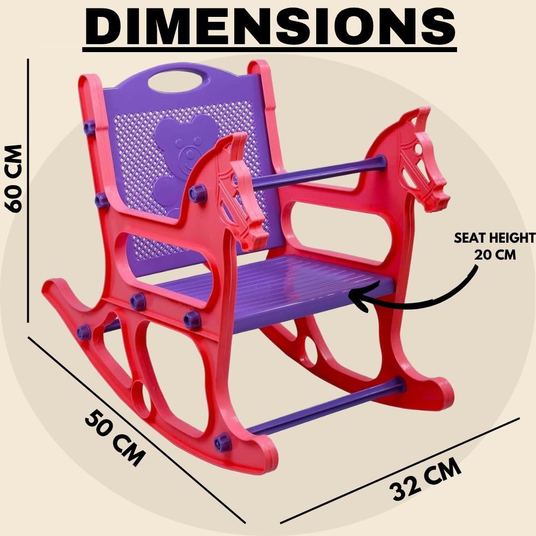 Baby Rocking Plastic Chair for Kids | Toddler Folding Reclining Seat | Swing Motion Sleeping Feeding Eating Sitting Playing Relaxing | Lightweight Portable | Age 6 Months to 3 Years (VIOLET/PINK) 2