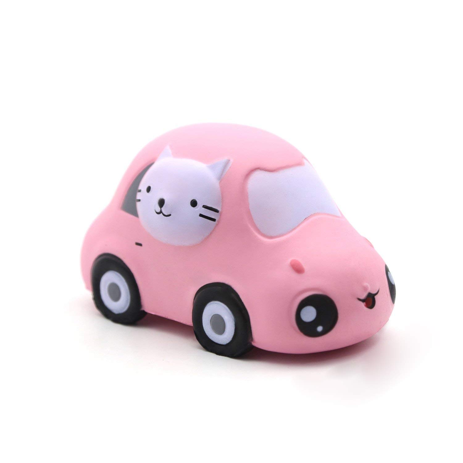 Squishies, Jumbo Squishies Cute Yellow Car 6" Scented Charms Slow Rising Squeeze Toys Stress Relief for Kids & Adults, Pink