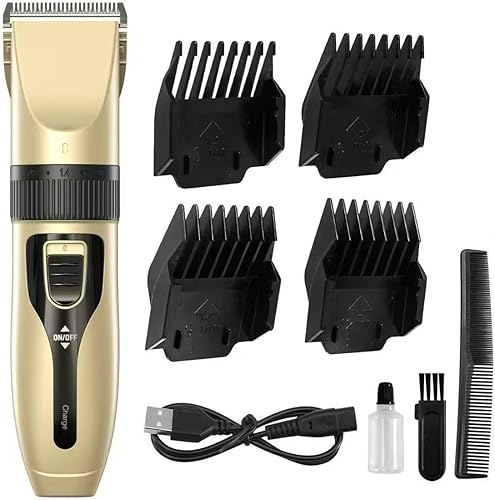 gunkill Cortadora de pelo para hombres, cortadora de pelo recargable inalámbrica, para hombres y niños (amarillo claro y negro)