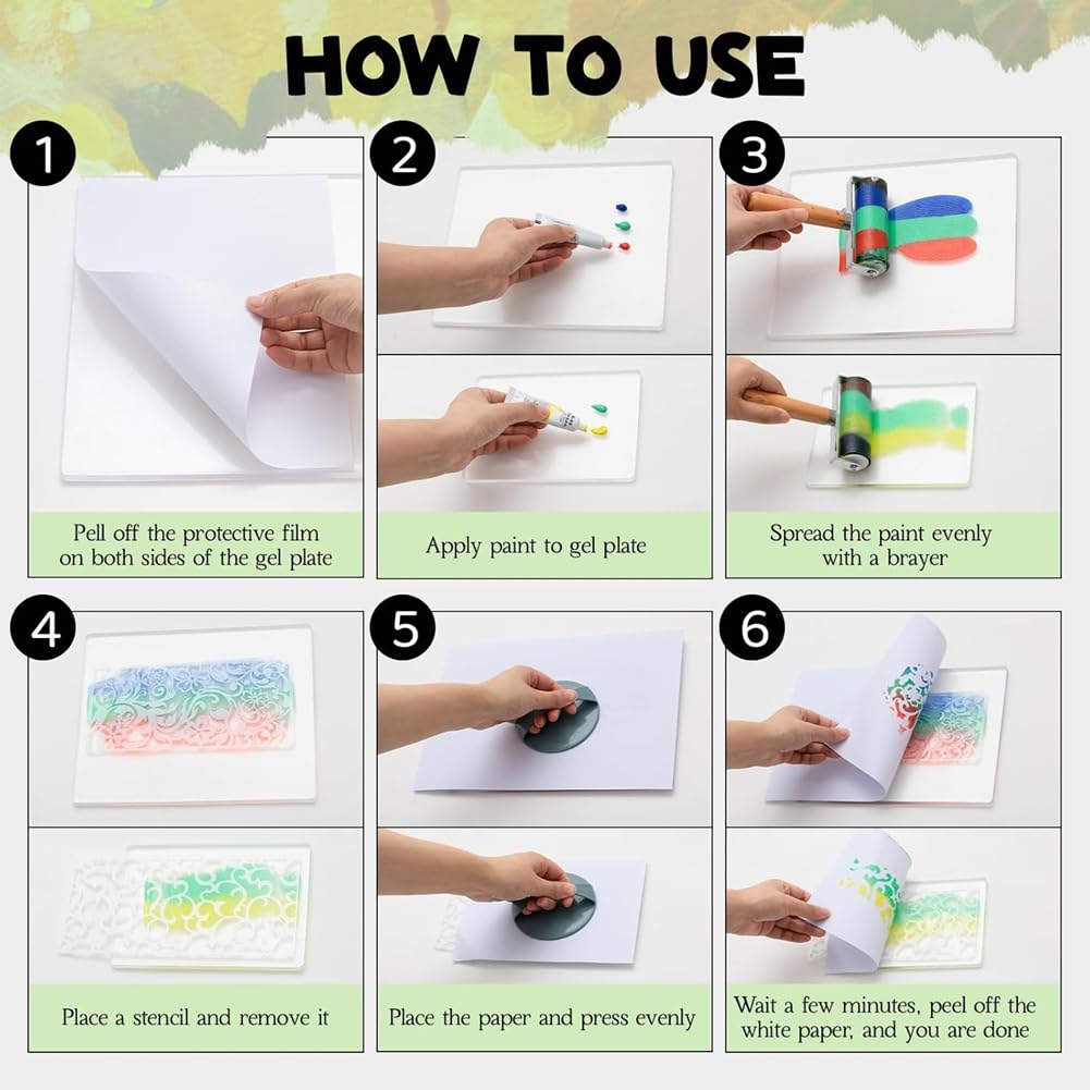 Für die Kartenherstellung, Gelli-Platten für Scrapbooking - Gelplatte 6er-Pack - Monoprint-Druckplatten - 8" X 10" + 5" X 7" für -Art
