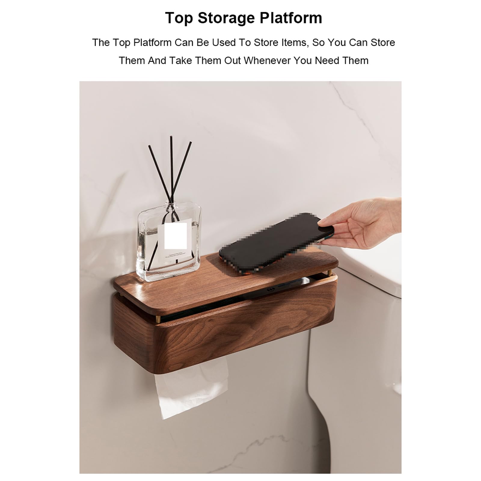 Distributore di Carta igienica Commerciale in Noce Nero - Portasciugamani in Legno massello per Carta igienica multipiega, a C, a Z e a Tre Ante - Elegante Accessorio per Bagno e Toilette (7