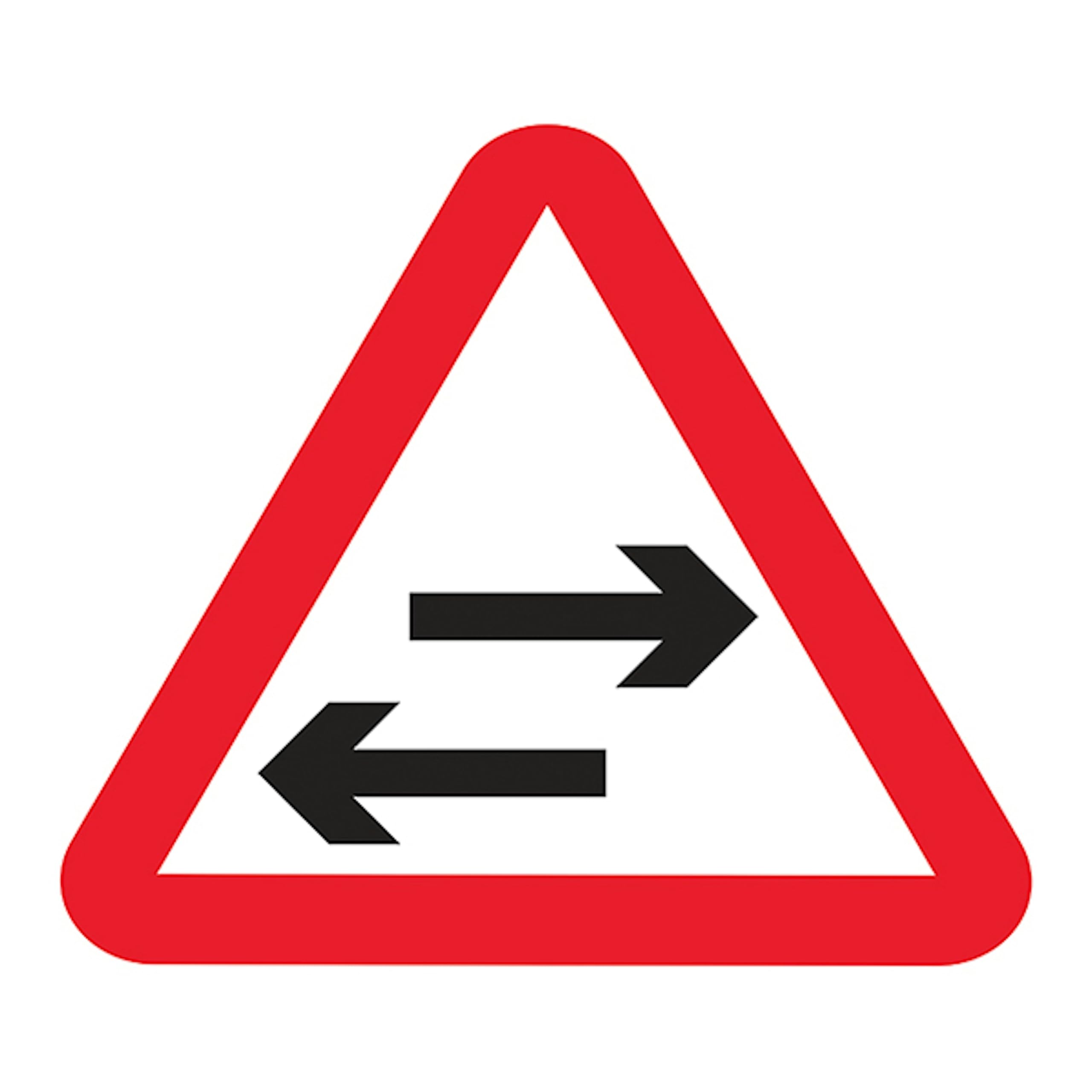 V Safety Two Way Traffic Crosses 600 x 600 mm - 3mm Reflective Aluminium Composite Safety Sign, White