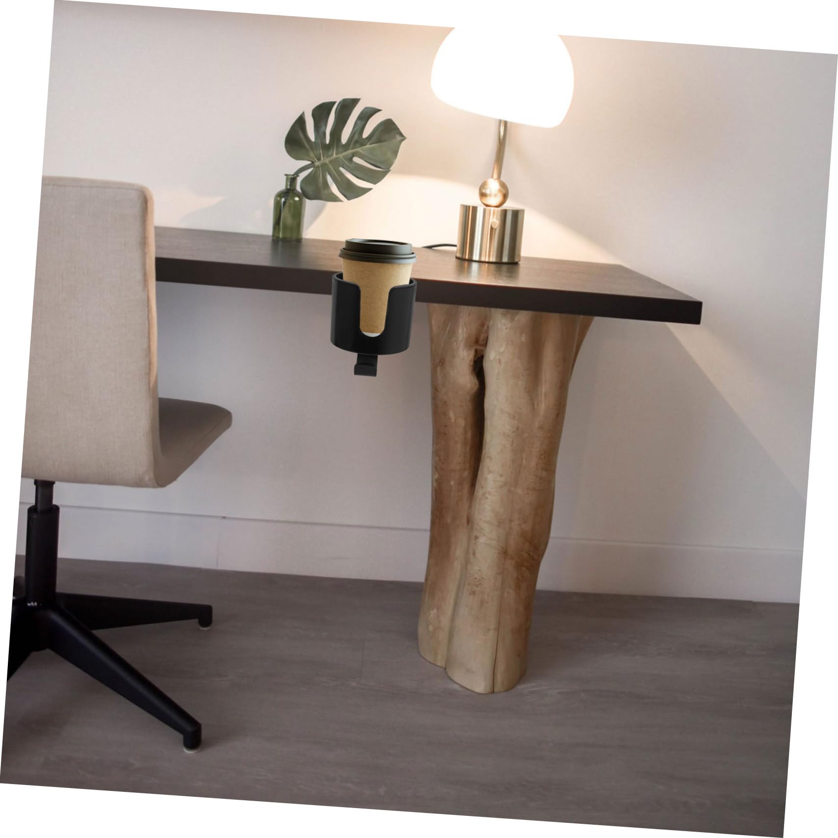 MAGICLULU Tisch Becherhalter mit Drehbarem Kopfhörerhaken Aluminiumlegierung und Kunststoff Einfache Montage für Schrank oder Strandstuhl Armlehne