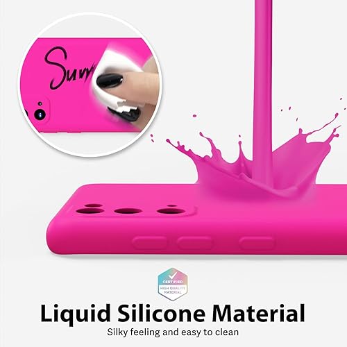 Miniatura 4 de oakxco Funda de teléfono de silicona líquida para Samsung Galaxy S20, color sólido brillante fluorescente, bonita funda protectora delgada y suave