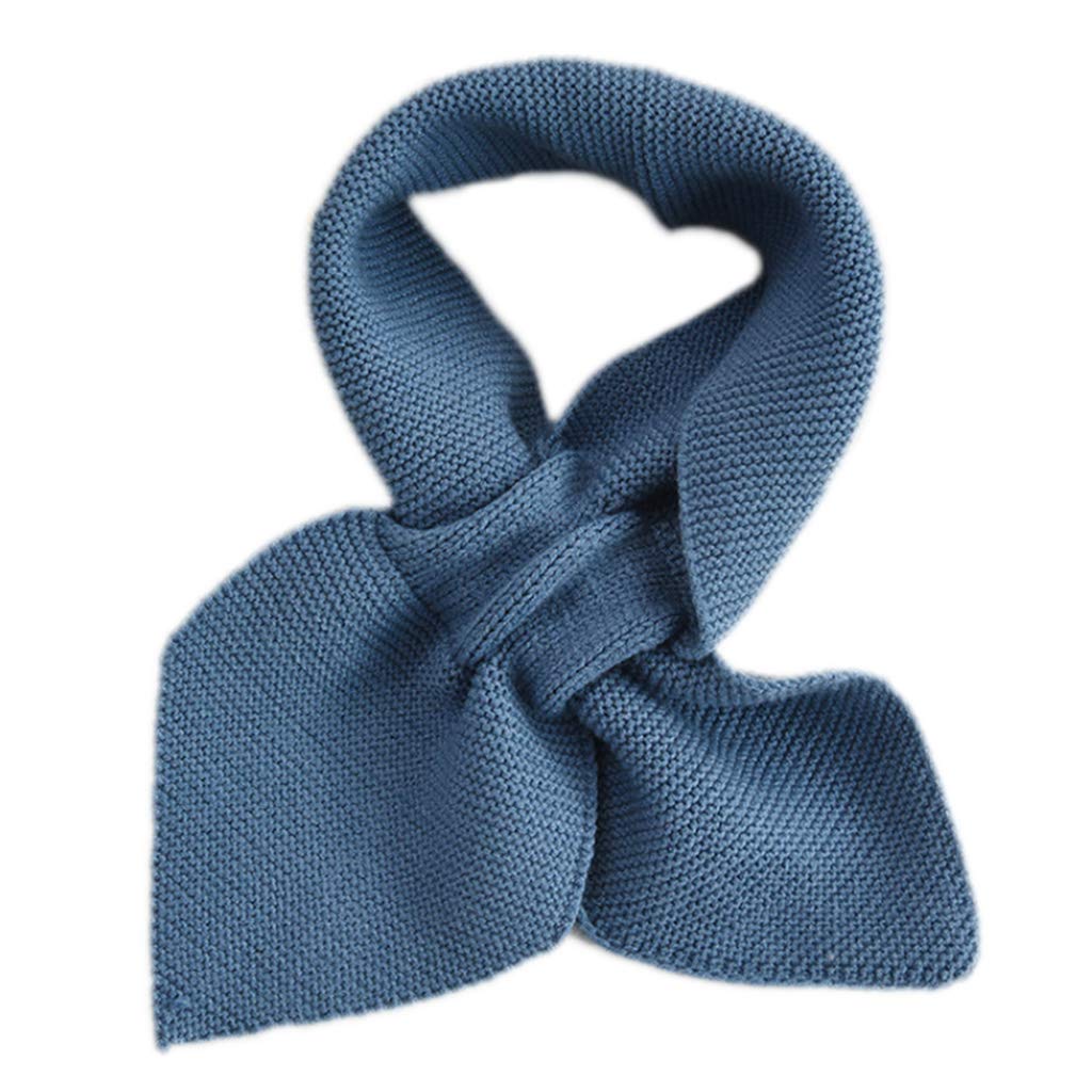 Maxtonser Women Knitted for Collar Scarf Winter Warm Solid Color Loophole Neckerchie Blue
