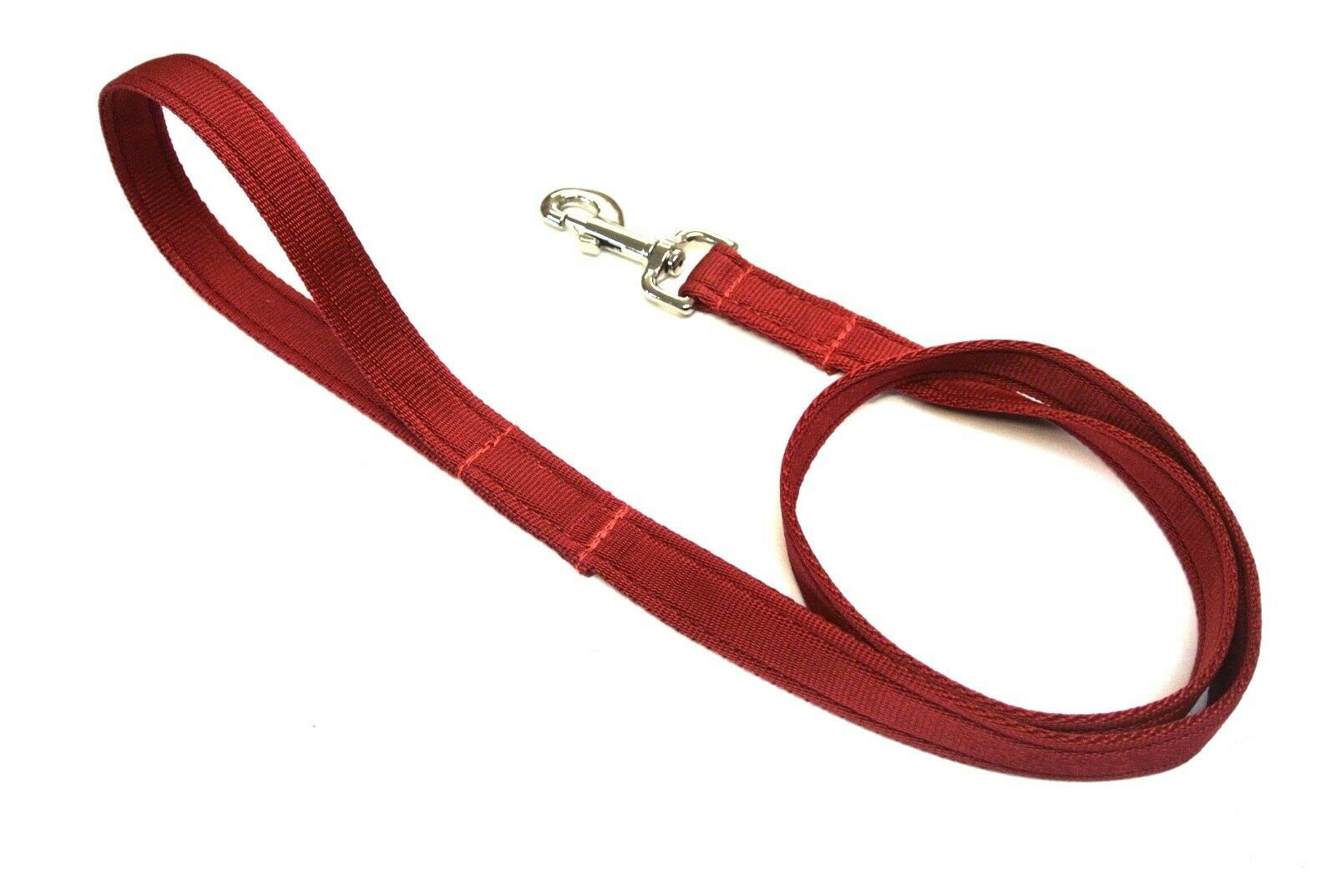 45" Short Dog Lead Close Control Walking Leash Training Handle In Strong And Durable Cushion Webbing (Burgundy, 20mm)