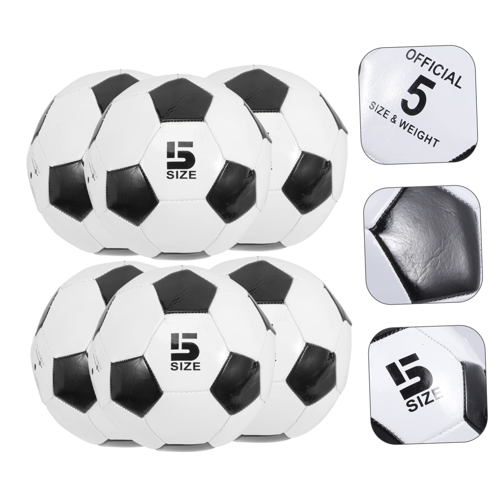 Toyvian 6 Balones de Fútbol de PVC Tamaño 5 para Entrenamiento Infantil, Resistentes al Desgaste Buen Tacto para Práctica en Campo