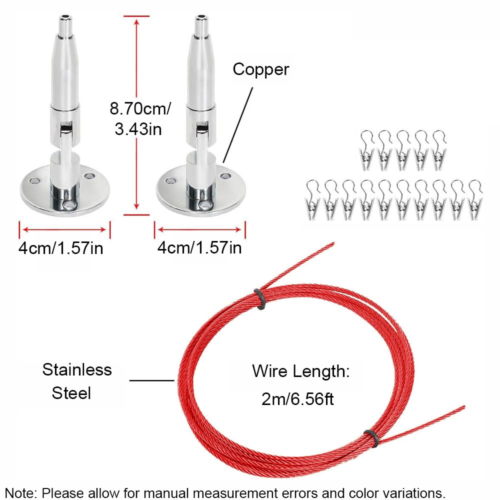 Kit di 2 fili in acciaio per appendere cornici, 2 m | Specchi, opera d'arte Crimping Loop Sleeve per appendere cornici, specchi, arte da parete