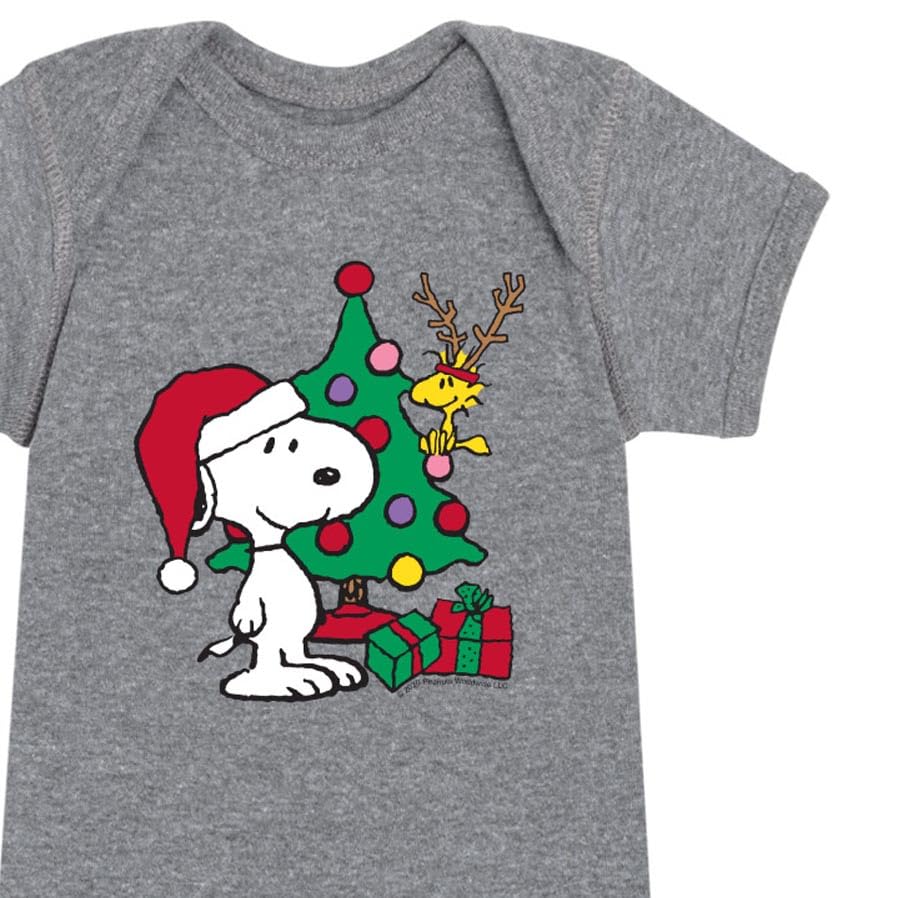 HYBRID APPAREL - Peanuts - Christmas - Snoopy, The Tree, & Woodstock - Infant Baby One Piece3
