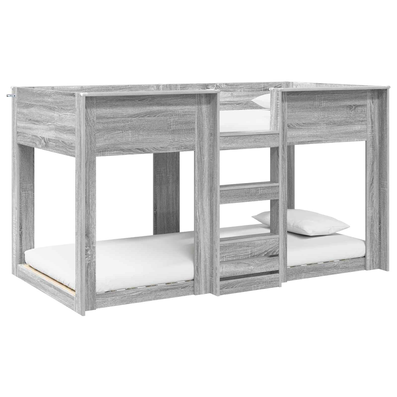 vidaXL Bunk Bed for Kids Grey Sonoma 75 x 190 cm Engineered Wood, Stylish Kids Bed, Rectangular Bunk Frame, Modern Sleep Solution, Compact Space-Saving Furniture, Double