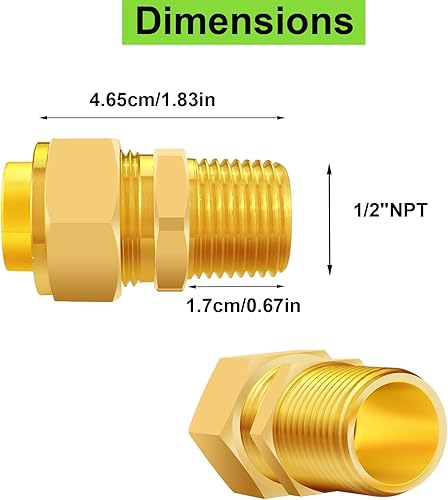 Miniatura 3 de Tsinghwang Kit de montaje de tubería NPT macho de 12 pulgada CSST de 12 pulgadas, adaptador de conexión rápida de gas natural de latón, conector de