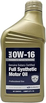 Subaru 2024-2026 Impreza & Crosstrek, 2025 2026 Forester 2026 Outback 0W-16 5 Quart Synthetic Oil Change Kit with Filter & Gasket - SOA427V3000 x5, 15208AA21A x1, 803916010 x1 - Genuine OEM