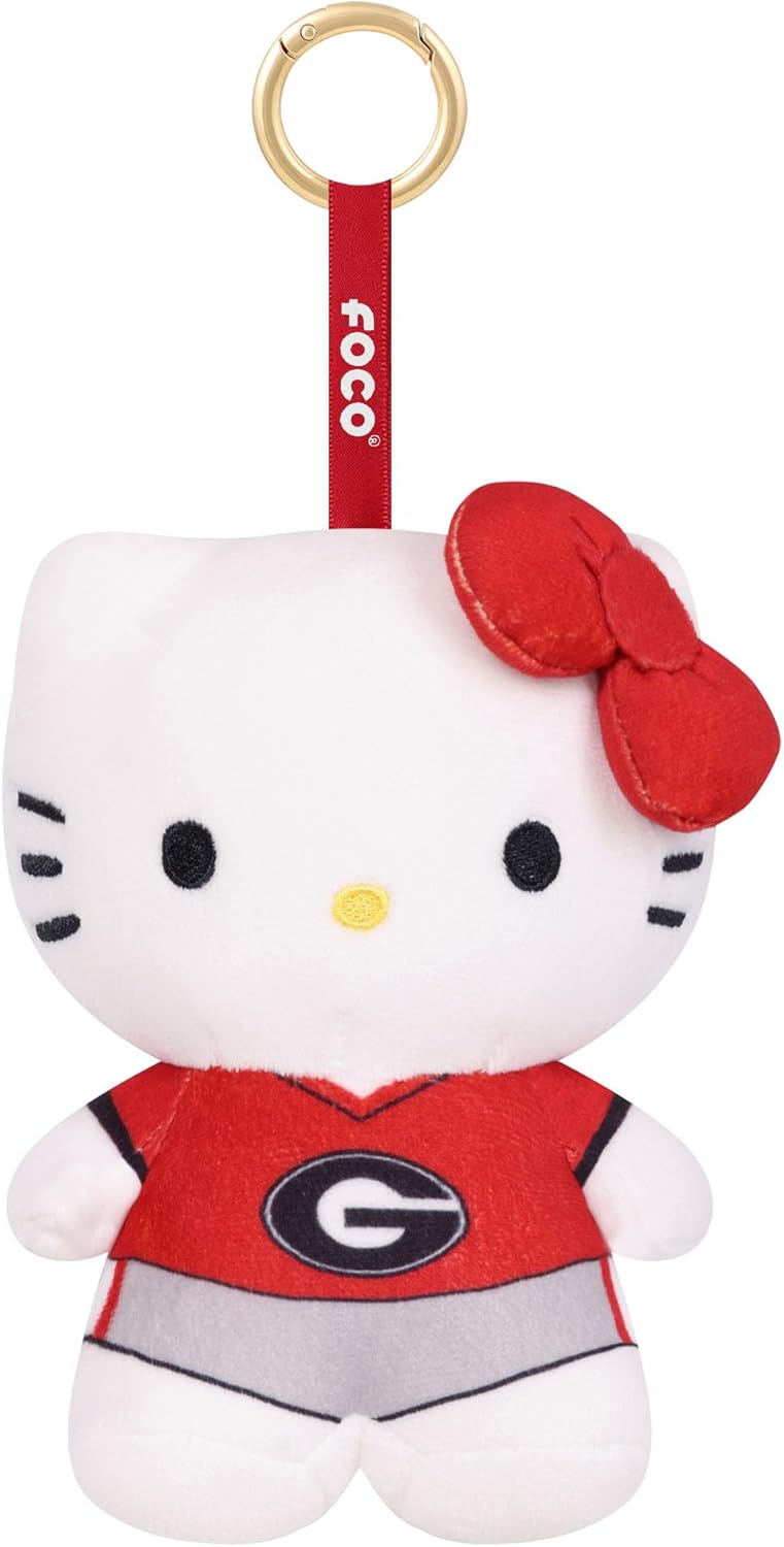 FOCO Unisex NCAA College Team Logo Plush Hello Kitty® Bag Charm Keychain