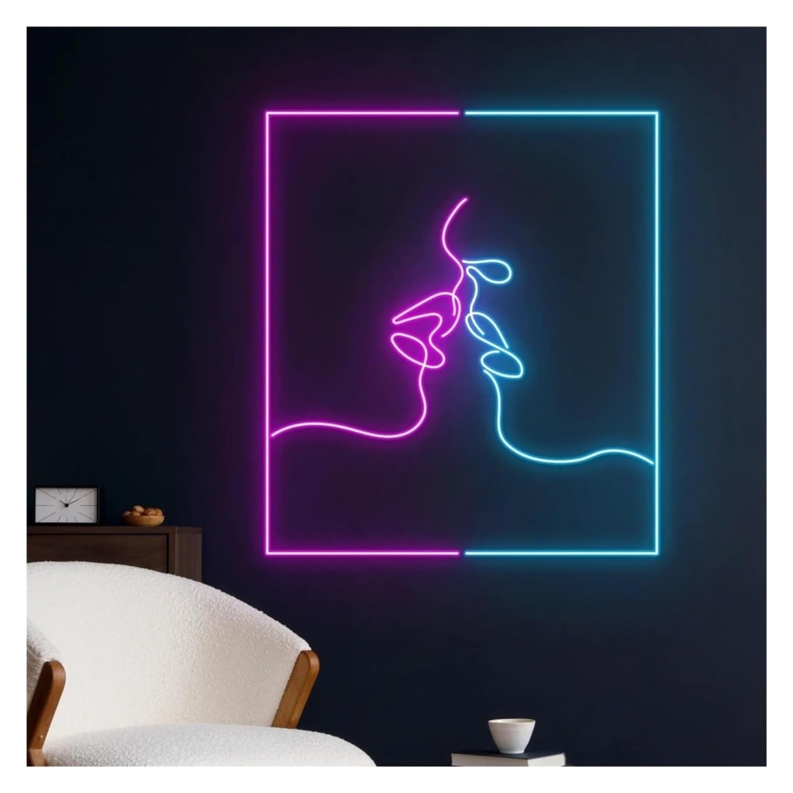 Lumières néon décoratives couple s'embrassant pour créer un cocon romantique - 4