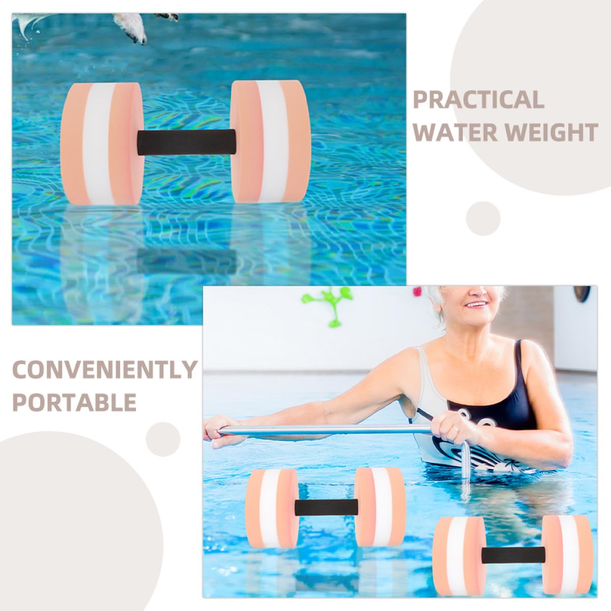 Ciieeo 4 Stück Eva Wasserhanteln für Pool Übungen Poolgewichte für Wassergymnastik Ganzkörpertraining und Herz Kreislauf Verbesserung Erwachsene Schwimmend für Urlaub und Seen
