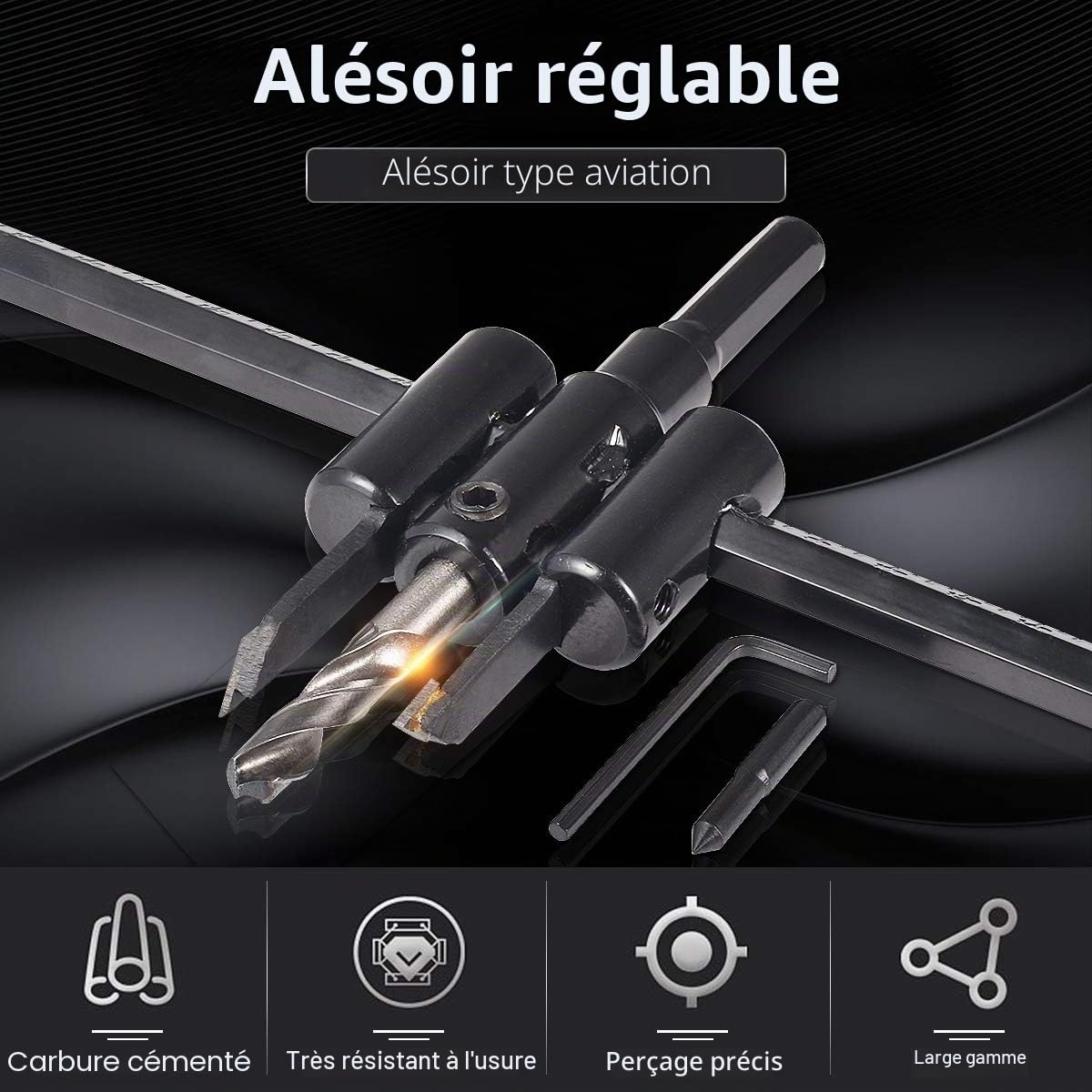 KATUR Scie à trous réglable Kit de mèches pour trous circulaires 30mm à 300mm, mèches de scie à bois pour cloisons sèches, coupe ronde, outils de bricolage pour le travail du bois