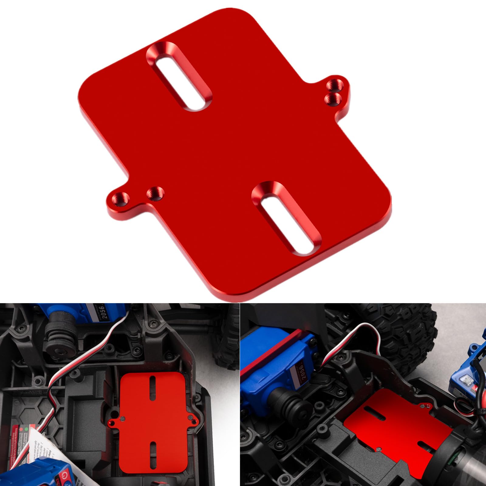 BRKRC Aluminum Electronic Mount Plate ESC Receiver Tray for Tra-xxas 1/16 Mini Maxx 4WD RTR Brushless Monster Truck RC Car Upgrades (Red)