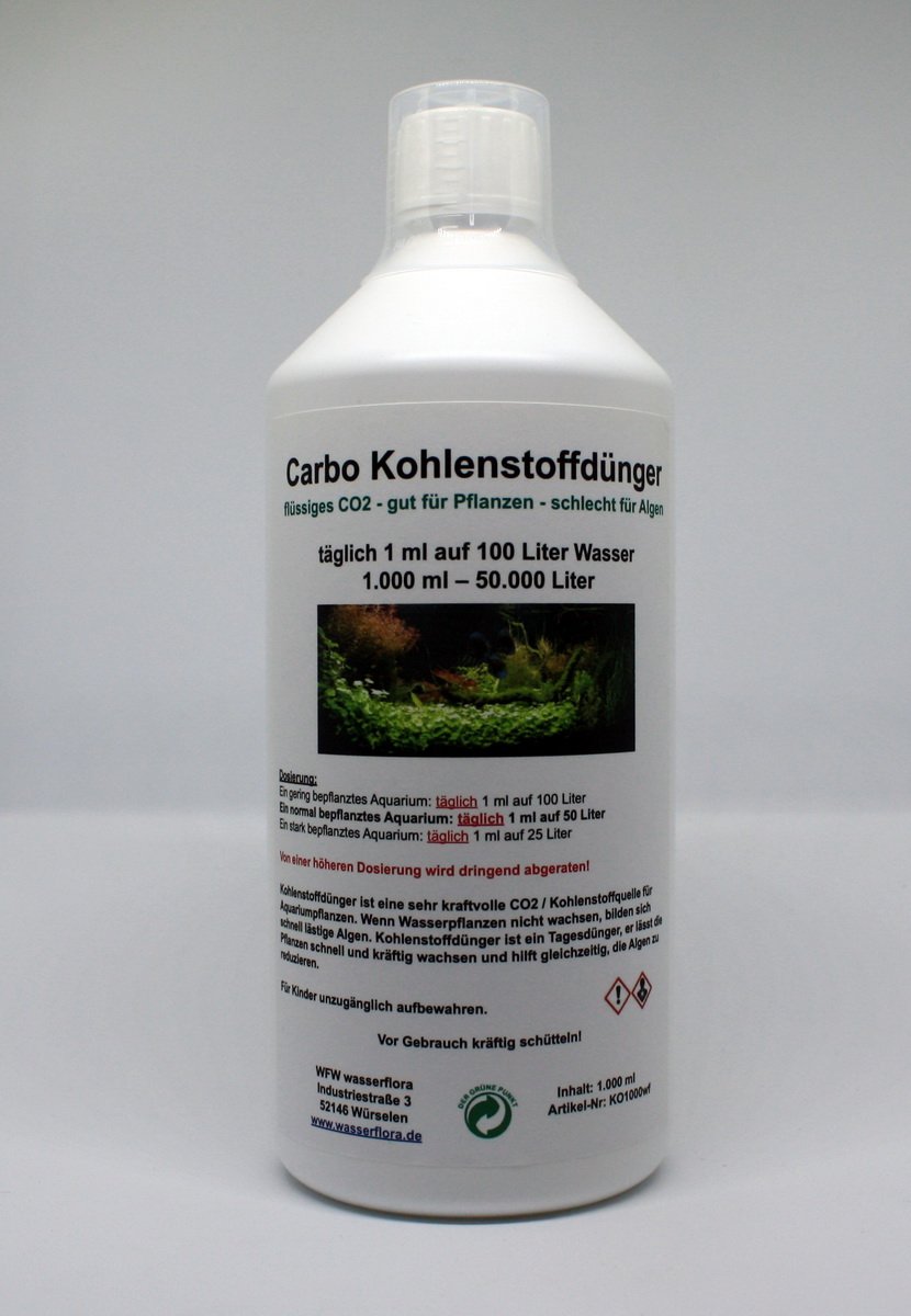 1.000 ml Carbo Kohlenstoffdnger fr 50.000 Liter Wasser, flssiges CO2 -  gut fr Pflanzen - schlecht fr Algen : Amazon.de: Haustier