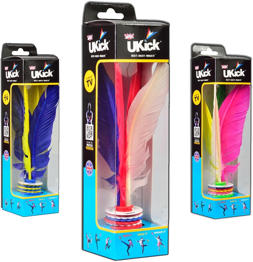 Wicked UKick - Football Skills Freestyle Trainer Feather Shuttlecock - Kick It, Hack It, Whack It! (Random)