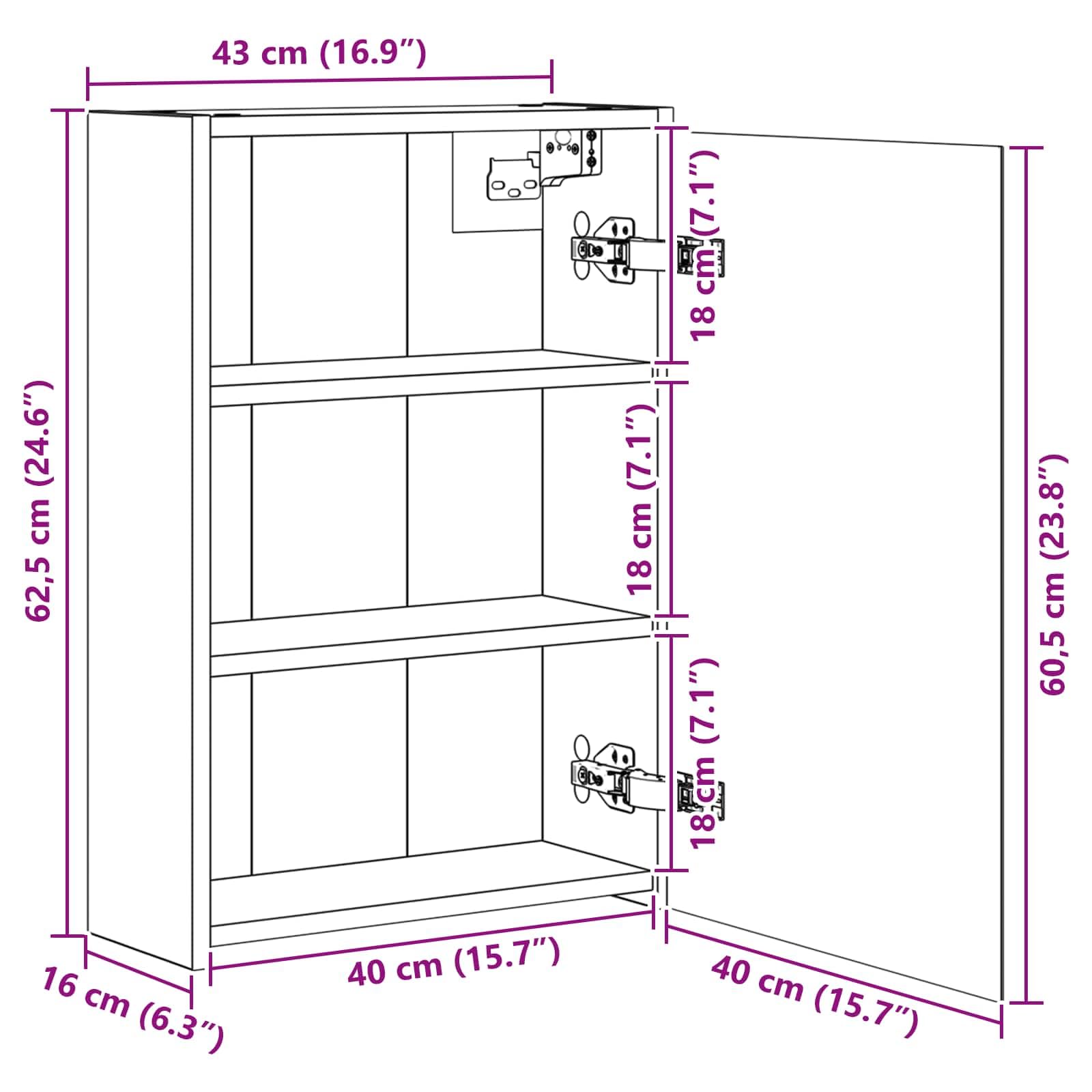 Armadietto da bagno a specchio bianco in legno 43 x 16 x 62,5 cm con porta, 2 ripiani regolabili, da appendere alla parete per lavabo, mobili da bagno, vano portaoggetti, cosmetici e