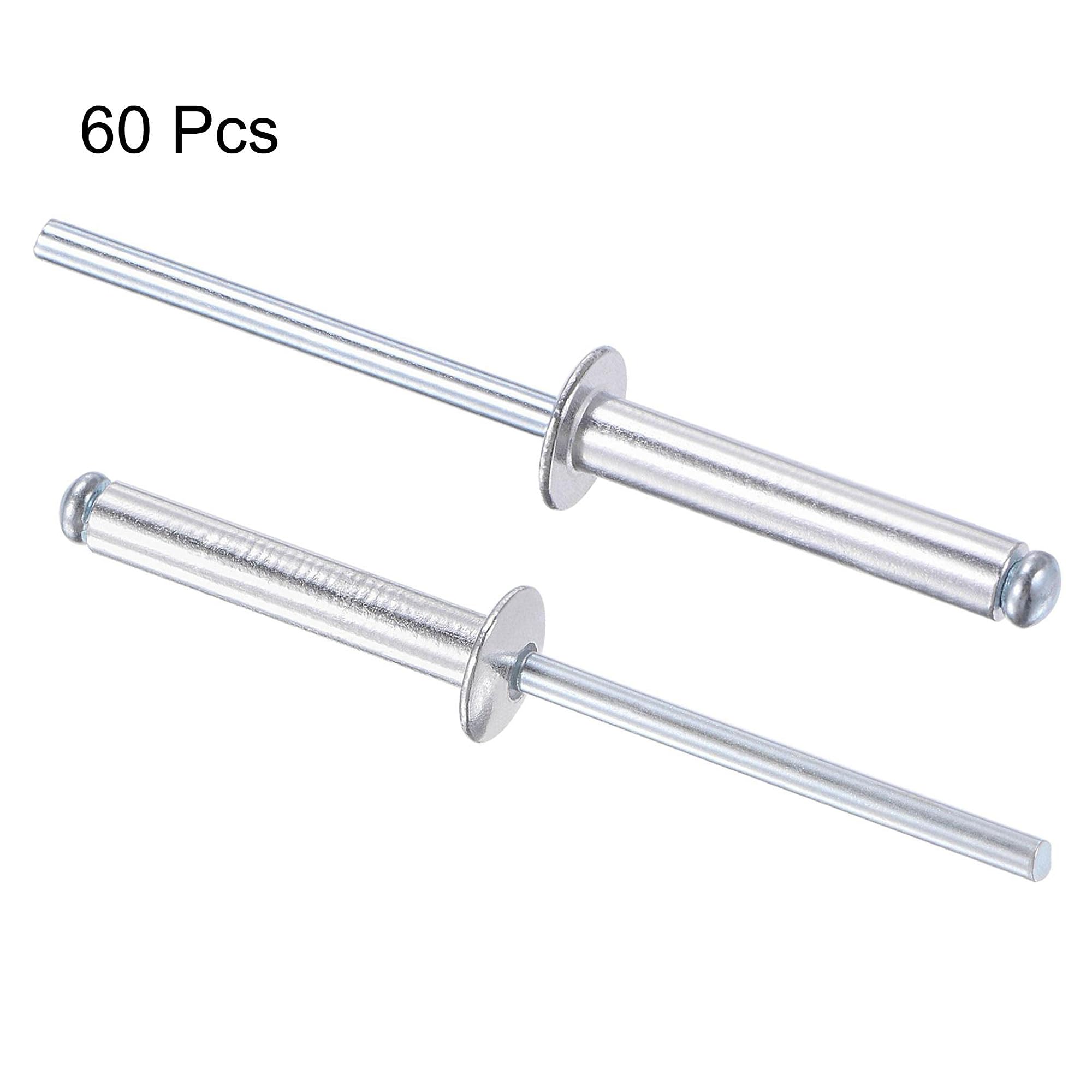 TA-VIGOR 60Pcs 4mm x 25mm Aluminium Blind Rivets, Open End Pop Rivets with Dome Head - Image 3