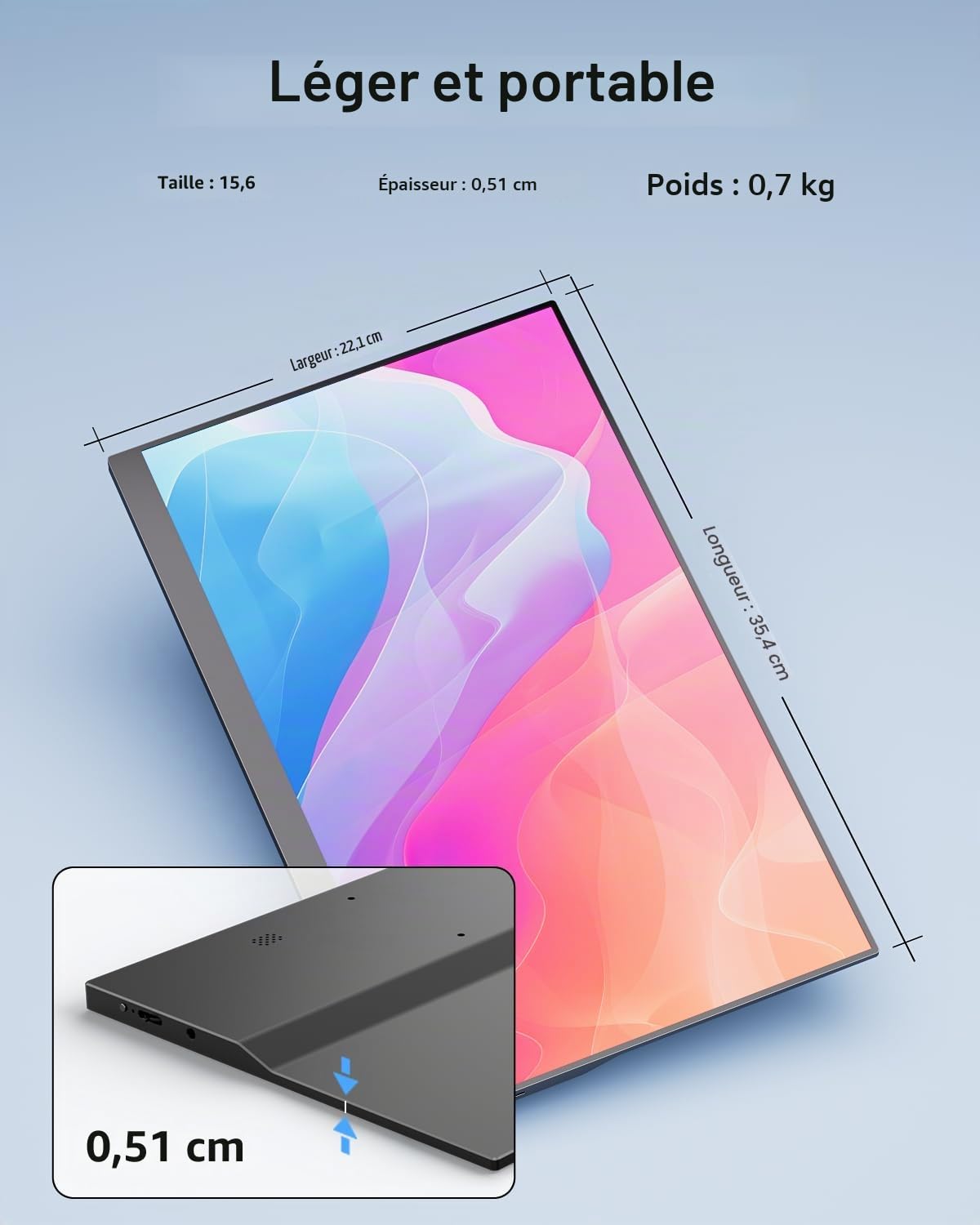 Yodoit Écran Tactile Portable 15,6", 1920 × 1080 FHD Moniteur IPS Display HDMI USB Type C avec Haut-parleurs Intégrés pour Laptop/PC/MacBook/Xbox/PS4 5/TV/Switch/Téléphone