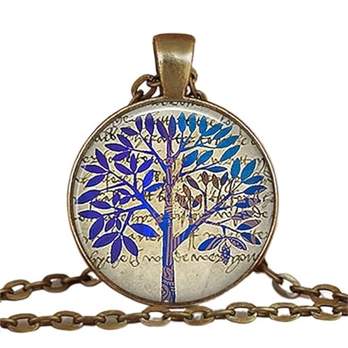 SLOYCA 1pc Baum des Lebens Glas Cabochon Statement Halskette & amp;Anhänger Schmuck Vintage Charm Kette Choker Steampunk Schmuck Geschenk for Frauen (Color : 22) Cover