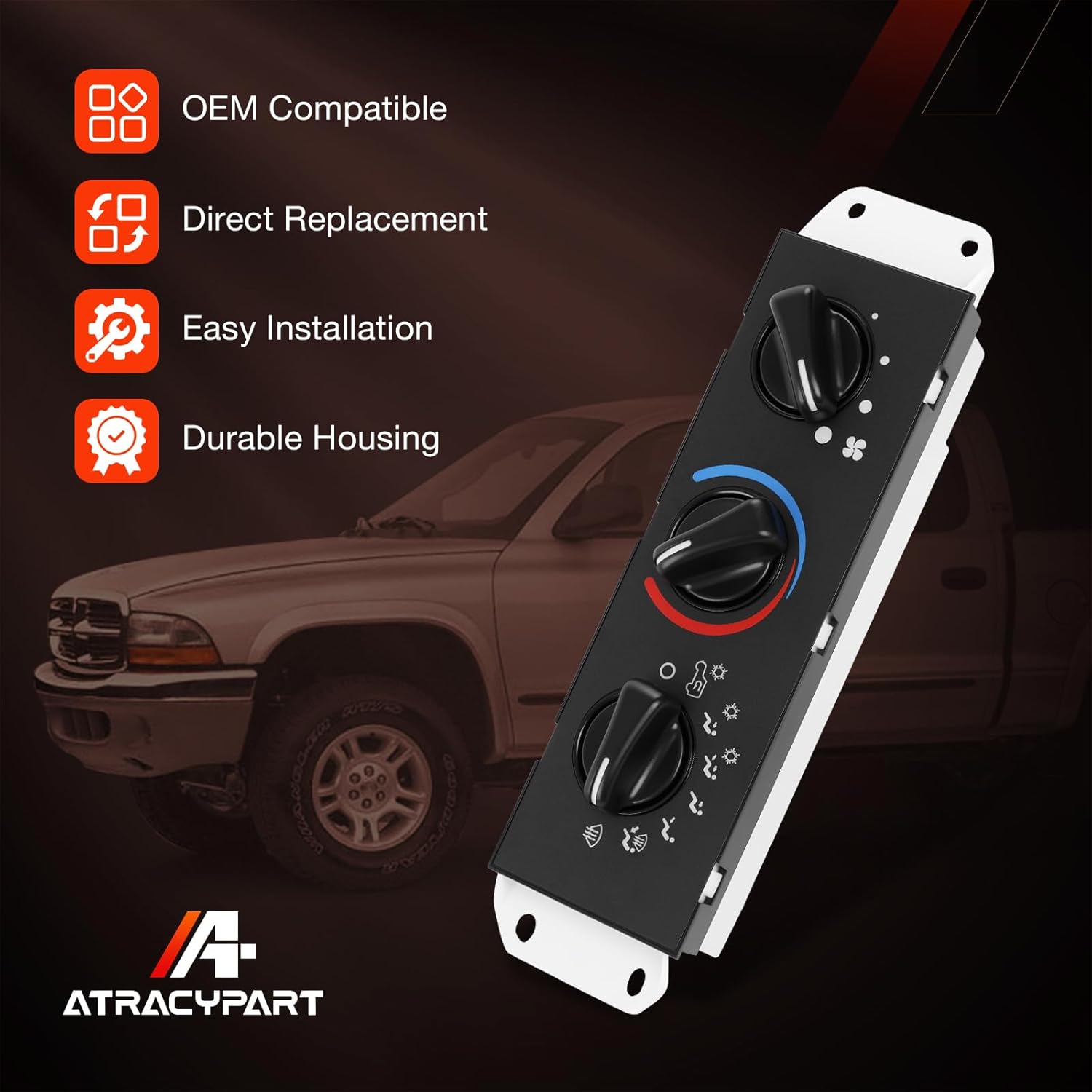 HVAC A/C Climate Control Module Heater Air Conditioning Panel with Blower Motor Switch Compatible with Jeep Wrangler TJ 1999-2004, Replace# 55037473AB, BL101, HS-373