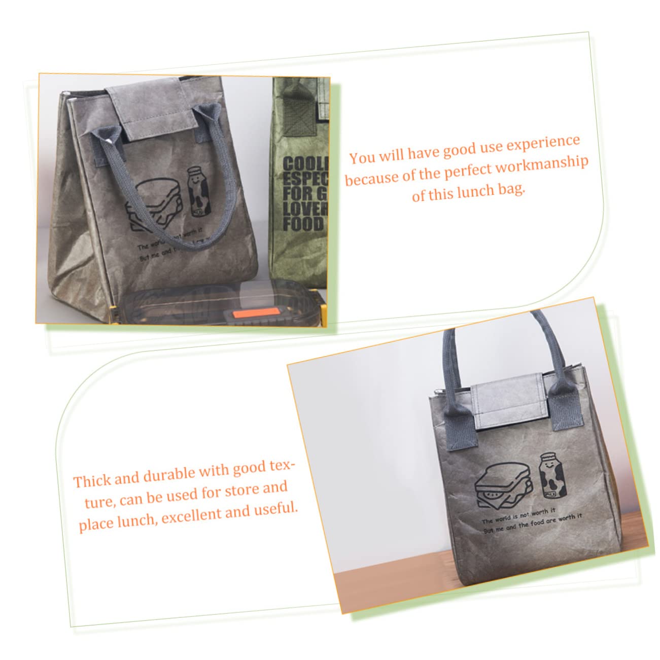 Ciieeo 4 Bolsas De Almuerzo Para Adultos Resistente Al Agua Bolsa Térmica Para Alimentos Bolsa De Mano Para Libros Para Mujeres Bolsa Térmica Para Almuerzo Bolsa De Trabajo Papel A