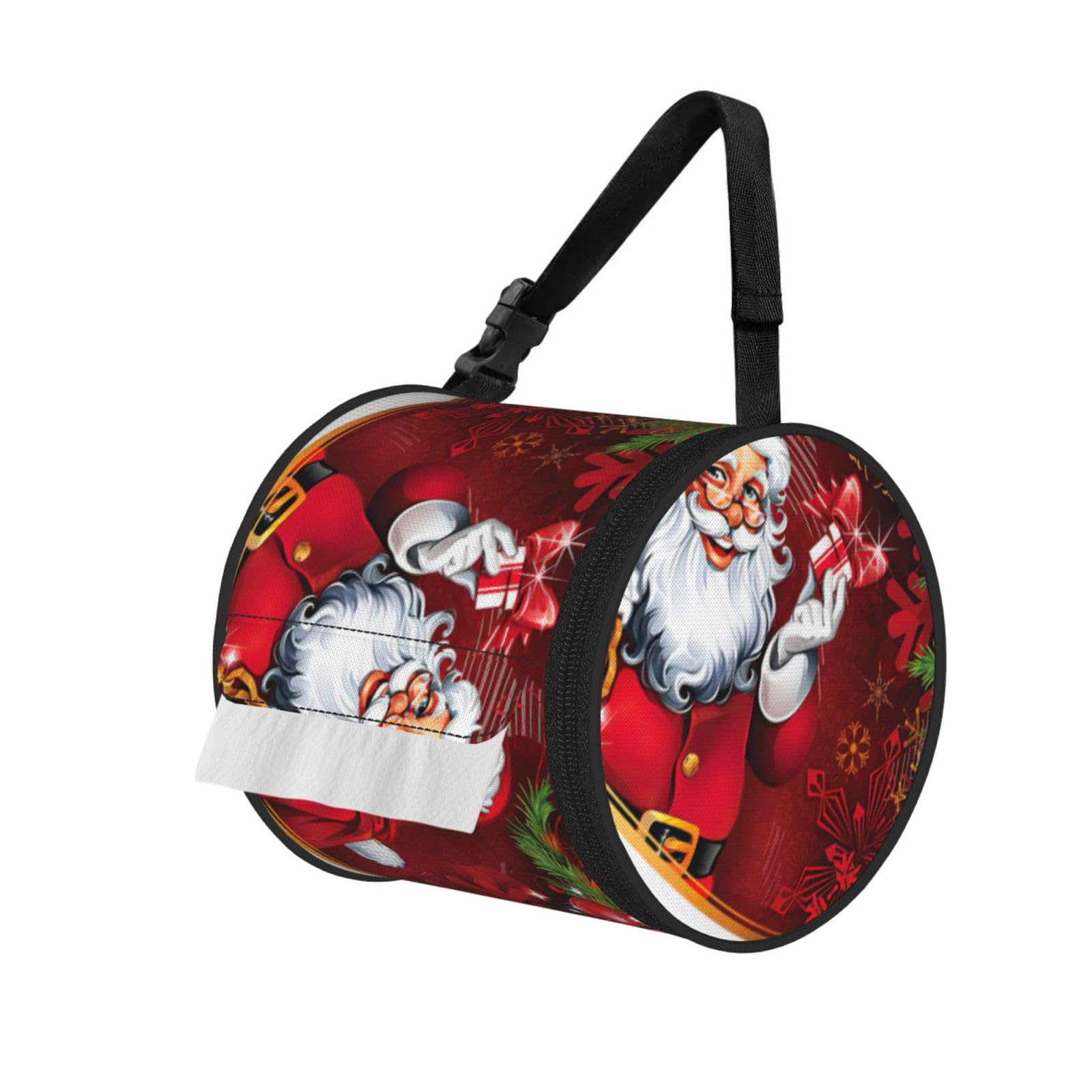 Santa Claus Xmas Gifts Print Fashion Tissues Organizer Box, Hanging Tissue Holder For Purse Coins For Car Office Daily Outing