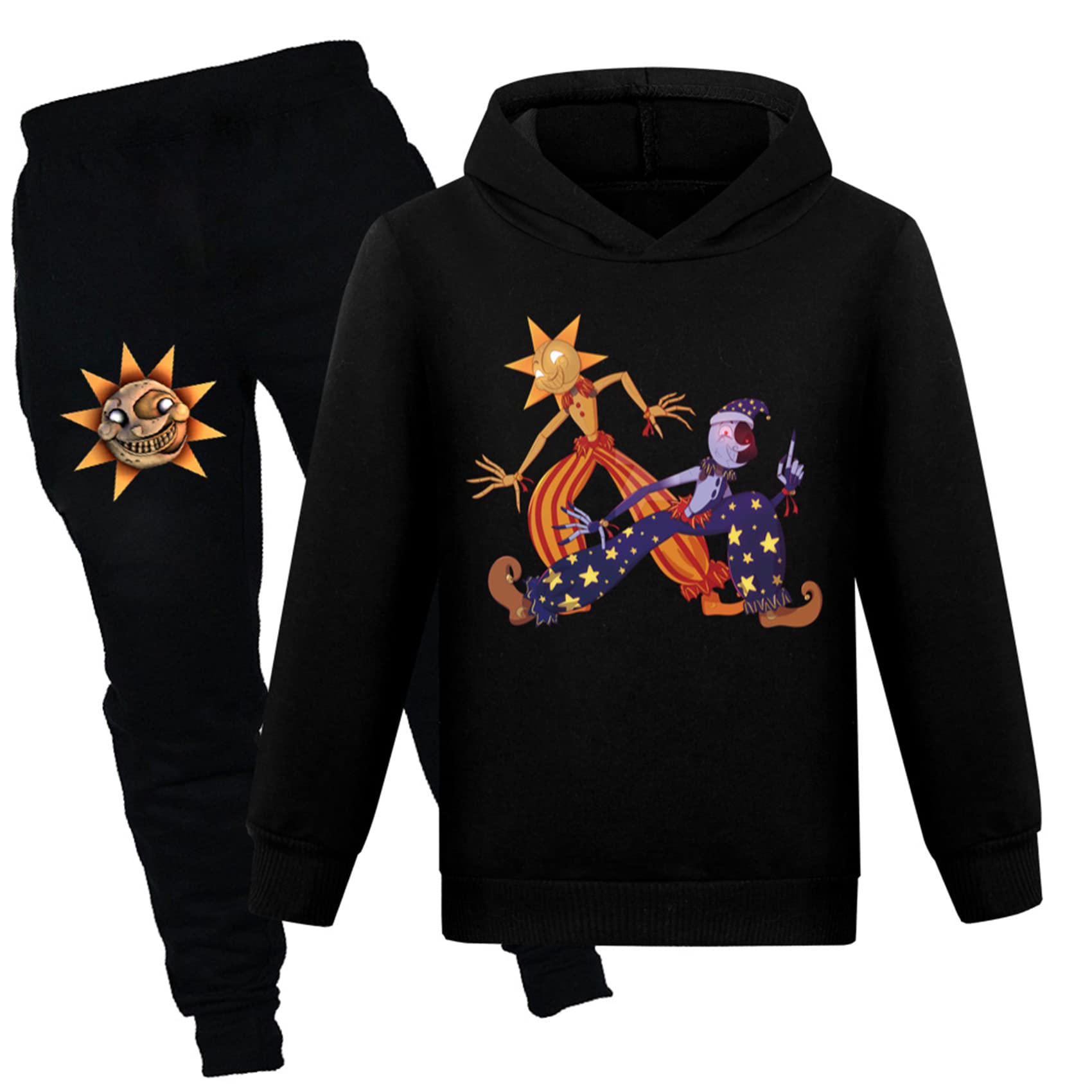 【童装】Mayooni Kids Lightweight Clothing Sets FNAF Sundrop Hoodies and Sweatpants Sets Casual Long Sleeve Sweatshirts with Hooded