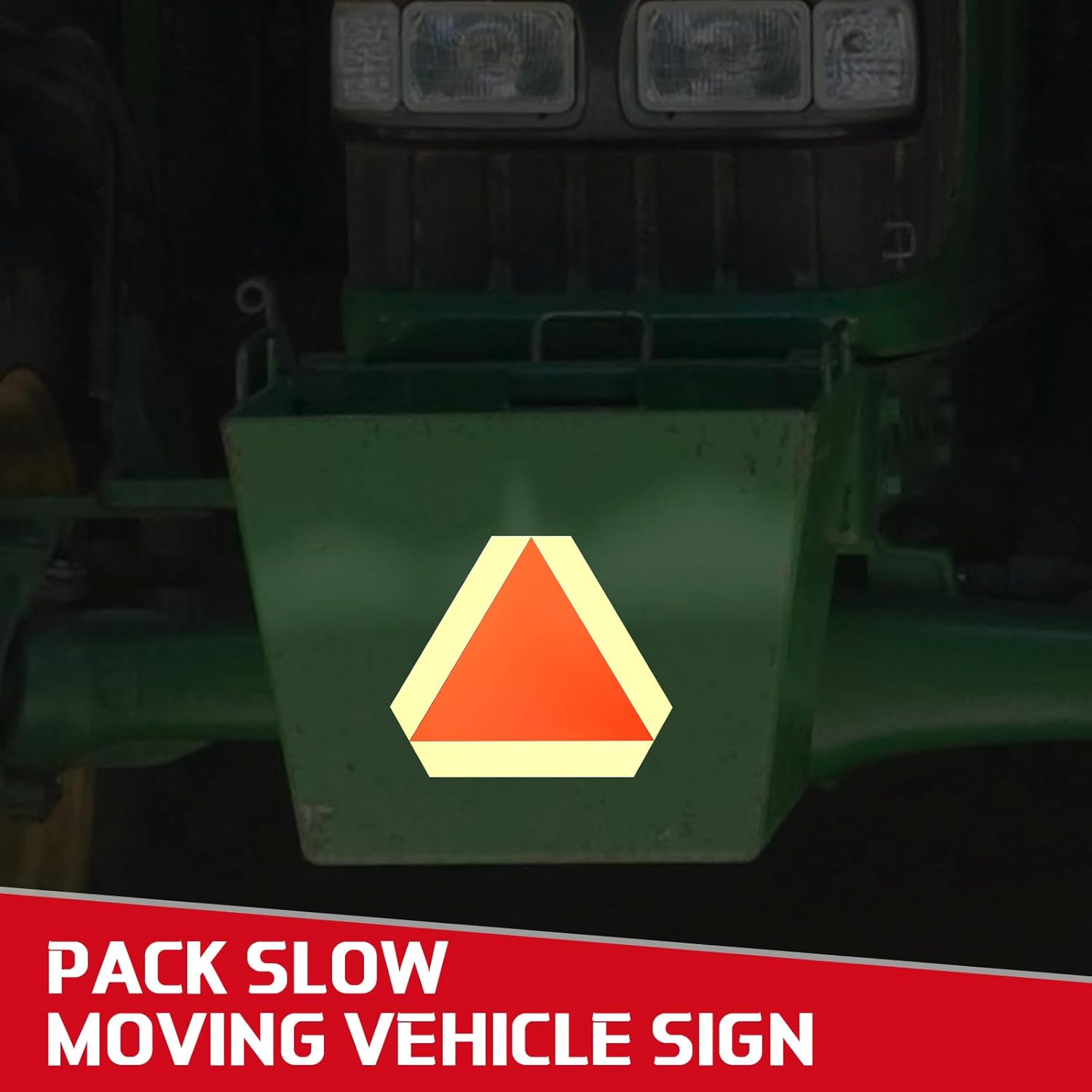 Resurhang 4 Pack Slow Moving Vehicle Triangle Sign 14 x 16 Inch Sticky Slow Moving Vehicle Triangle Sign Safety Vinyl Reflective Stickers for Cars Tractor Golf Cart Accessories