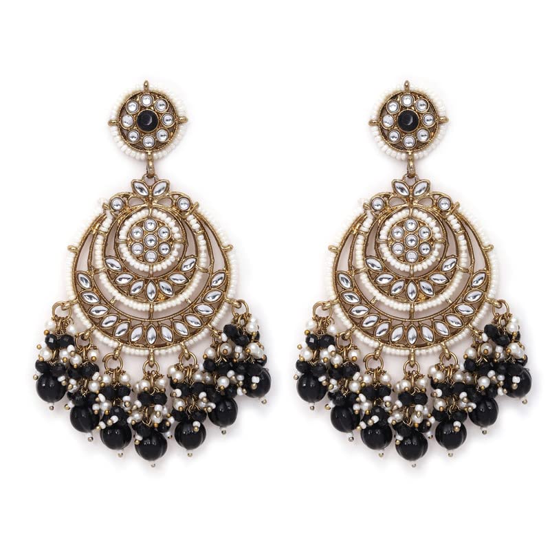 Cierra Fabulous Round Shape Black Pearl Gold Plated Chand Bali Earring For Women (B0BVMQD8XZ) Amazon Price History, Amazon Price Tracker