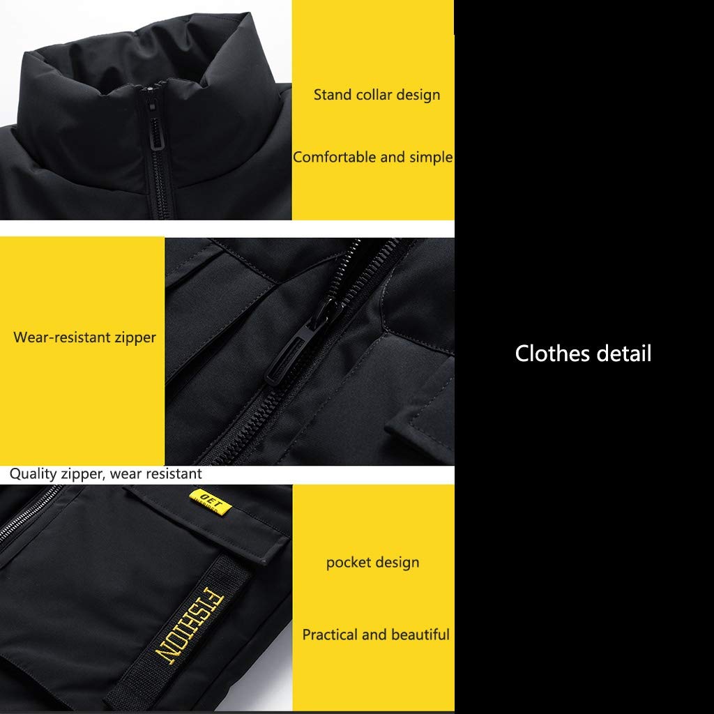 EPANO Zimowa kamizelka narzędziowa ciepłej męskiej Kamizelka z siatki z wieloma kieszeniami (Color : Nero, Size : M)