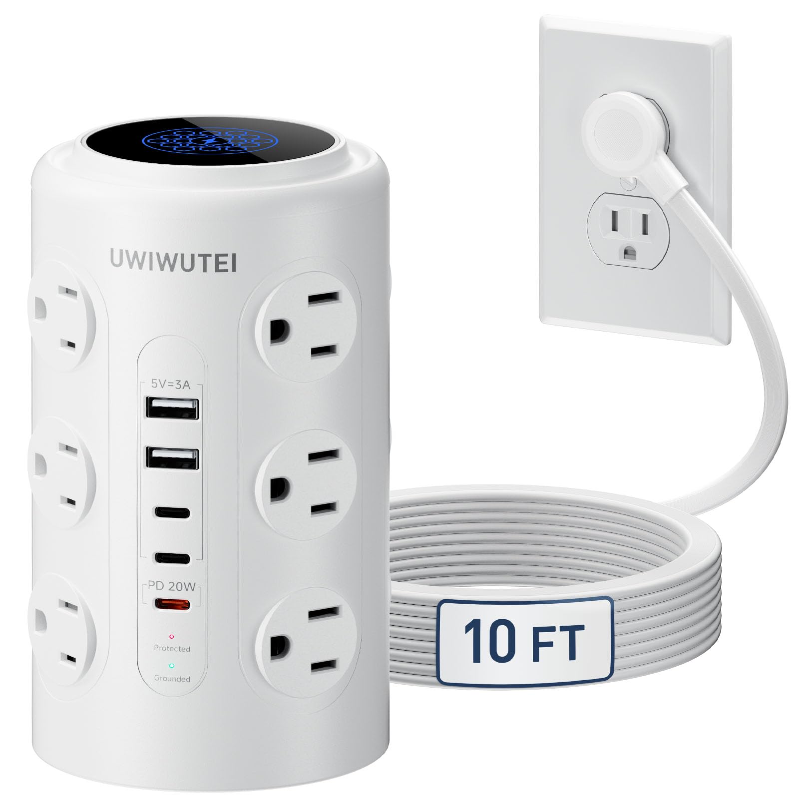 Amazon.com: Tower Power Strip with 1 Dedicated PD 20W Fast