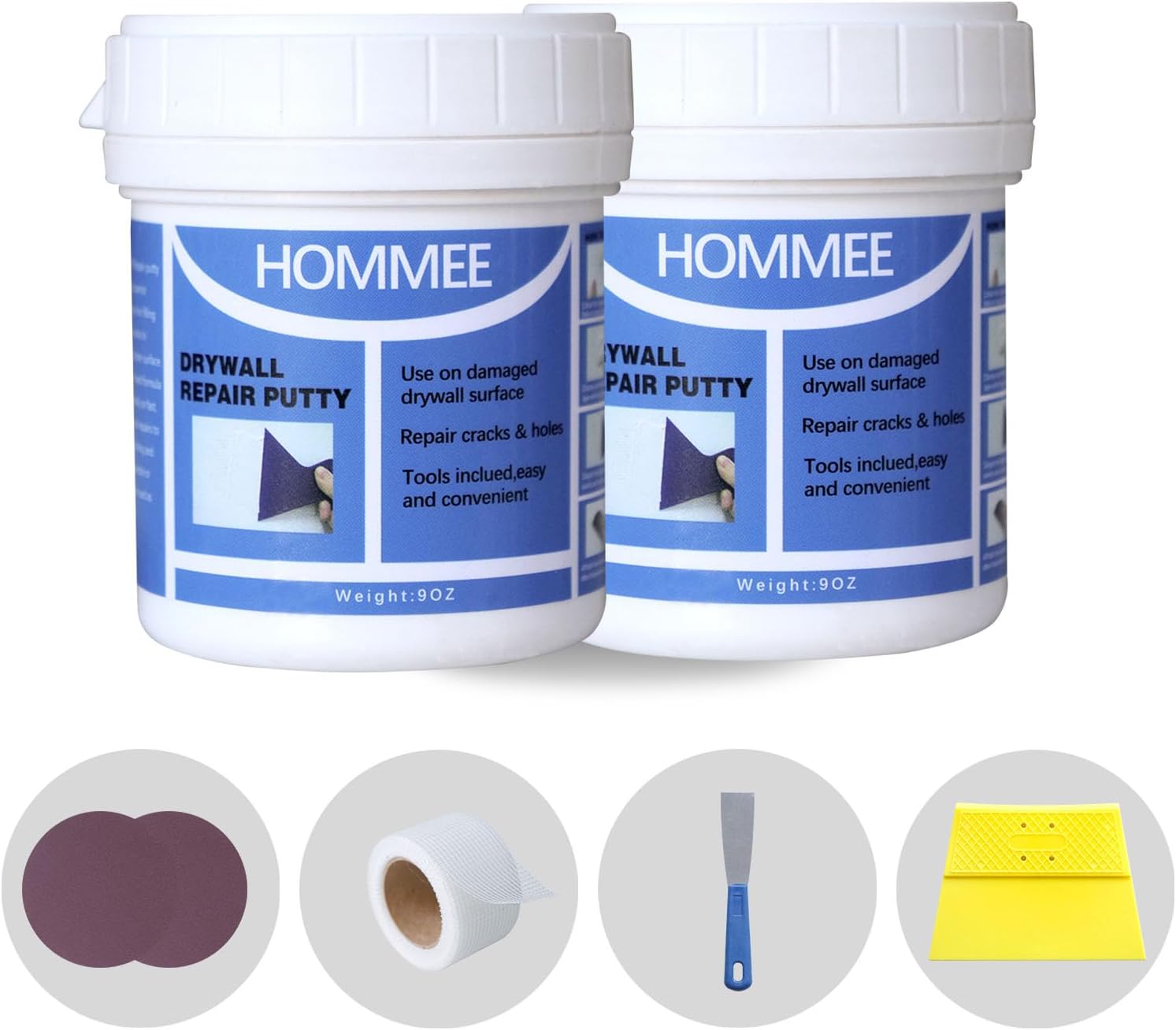 HOMMEE Drywall Repair Kit,Drywall Hole Patch Repair Kit to Fix Wall Surface Holes and Creak