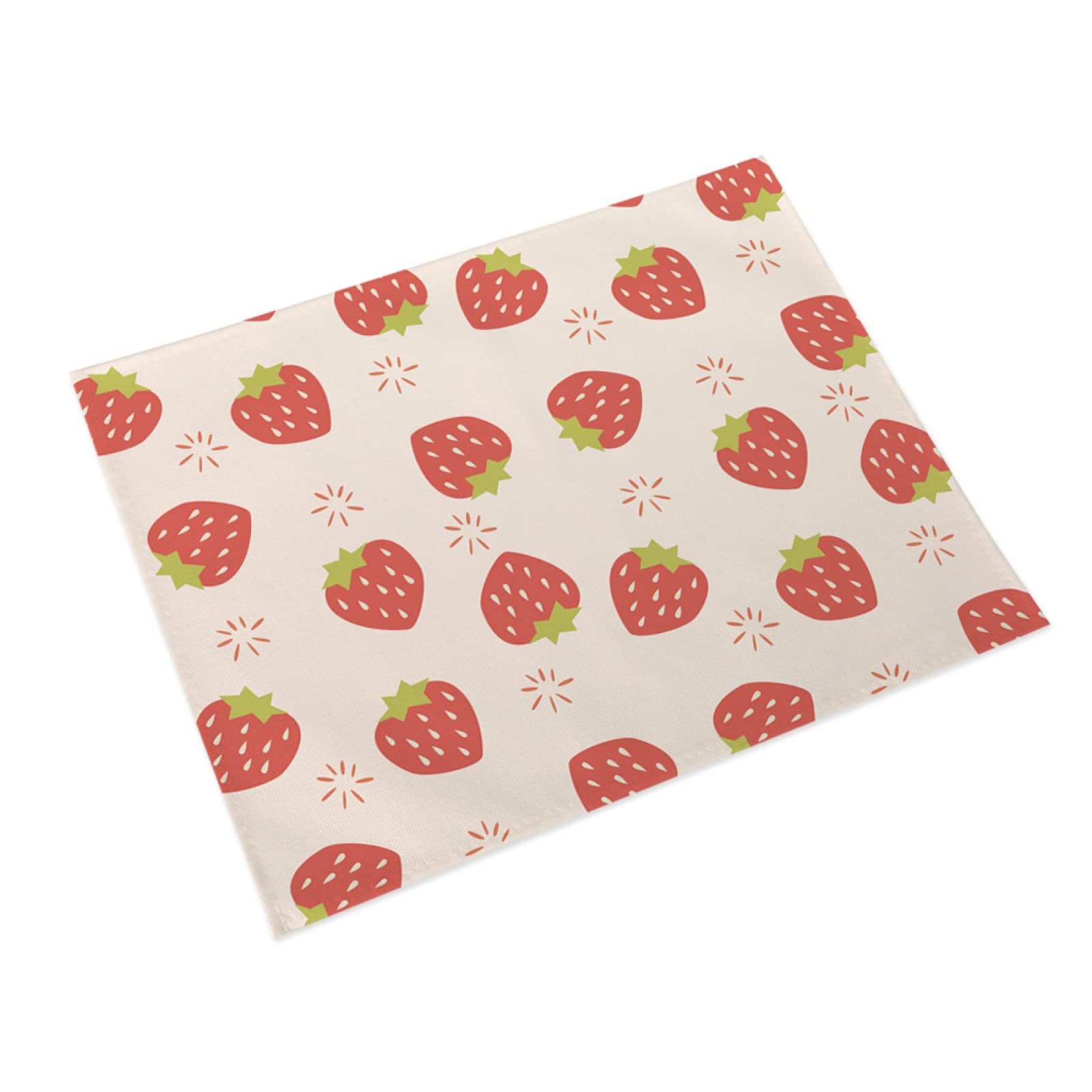 Manteles Individuales Chica Fresa Roja Mantel Individual Algodón y Lino Lavable Salvamanteles Individuales Resistente al Calor Bajoplatos Individuales Mesa Tapetes para Mesa 30x45cm 8 Pcs