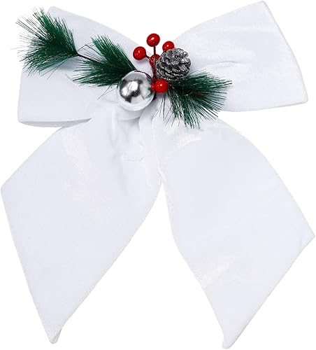 allgala Lazos decorativos de terciopelo para guirnalda de coronas, árbol de Navidad, paquete de 2, 12 unidades (9.8 x 11.8 in), color blanco XBW92231