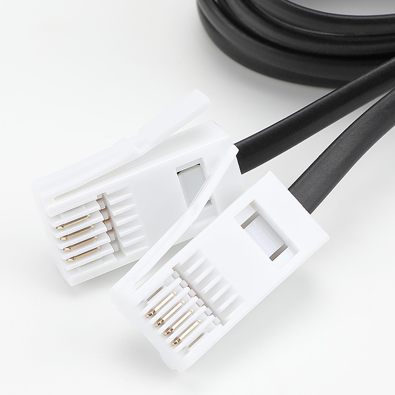 SAISN BT Telephone Cable Lead RJ11 6P4C Male Plug to Male Plug Flat Cord Black 4 Wire Phone Cables for Landline 3M - Image 2
